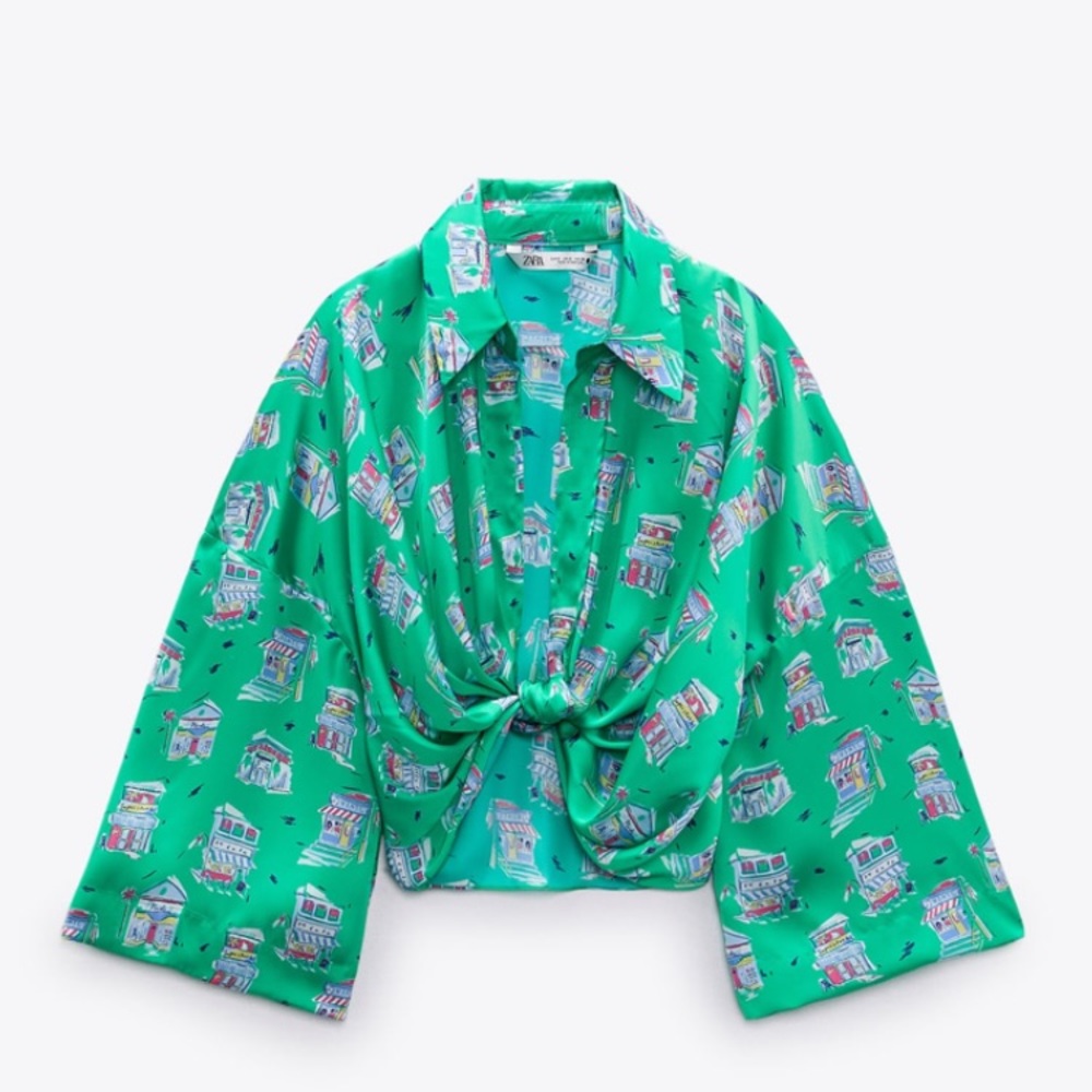 NWT Zara knotted printed top - Picture 4 of 5